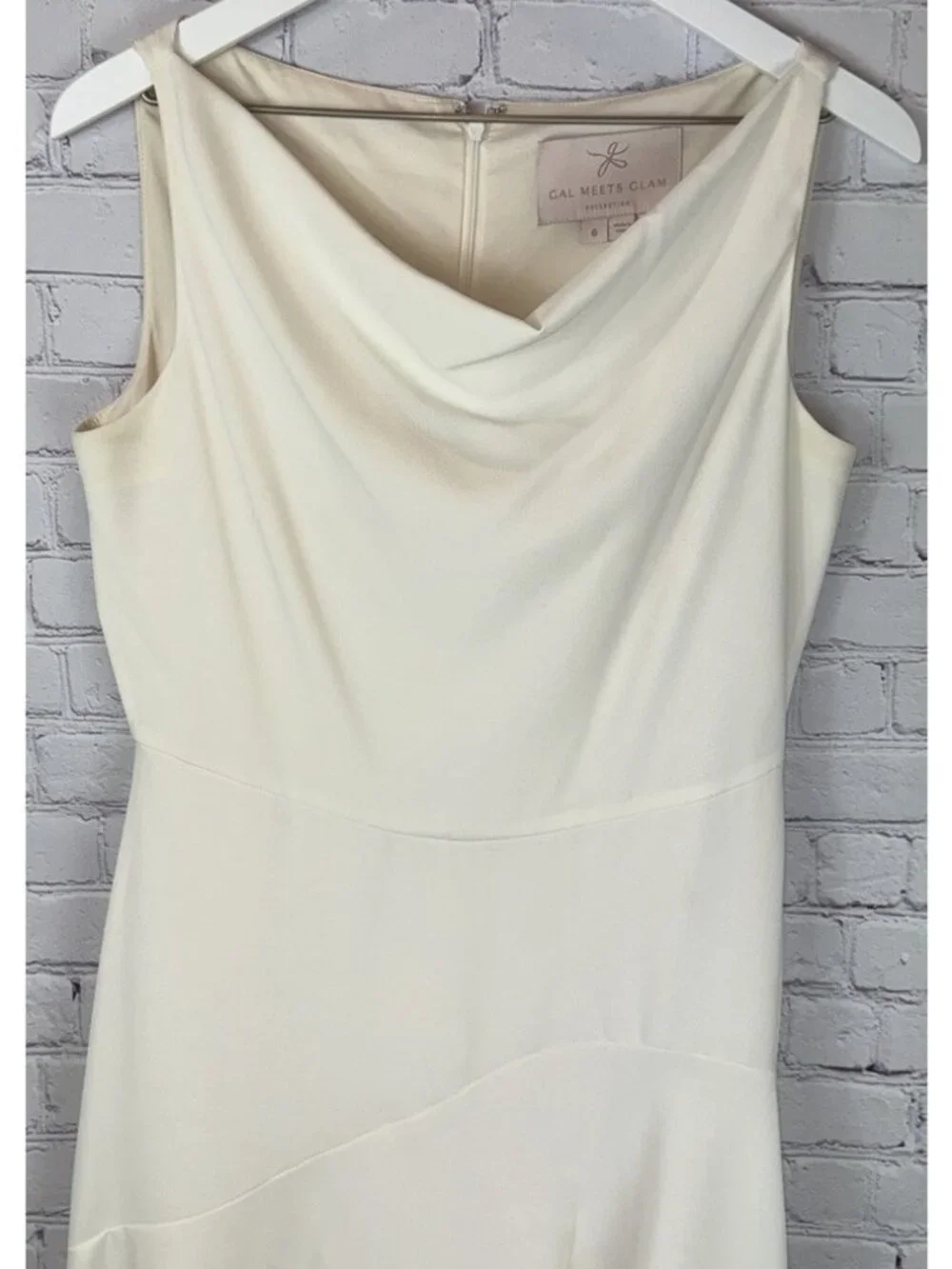 GAL MEETS GLAM Women’s Juliet Ruffled Hi Low Dress Ivory Size 6
